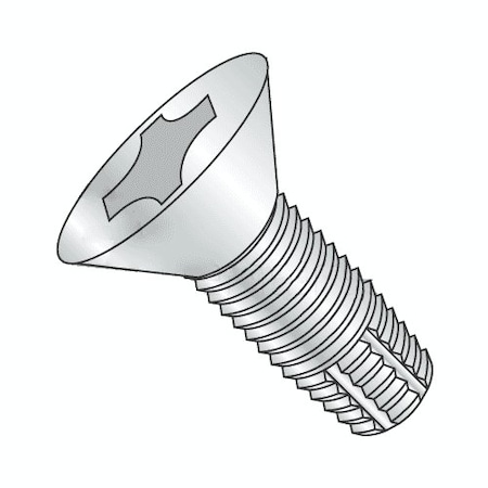 Thread Cutting Screw, 1/4-20 X 1-1/2 In, Zinc Plated Steel Flat Head Phillips Drive, 2000 PK